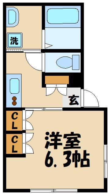 コンフォートN-1・2(1K/1階)の間取り写真