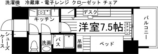 学生会館 ソレイユ矢田南(1K/4階)の間取り写真