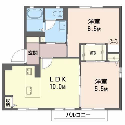 シャン・ド・フルール(2LDK/1階)の間取り写真