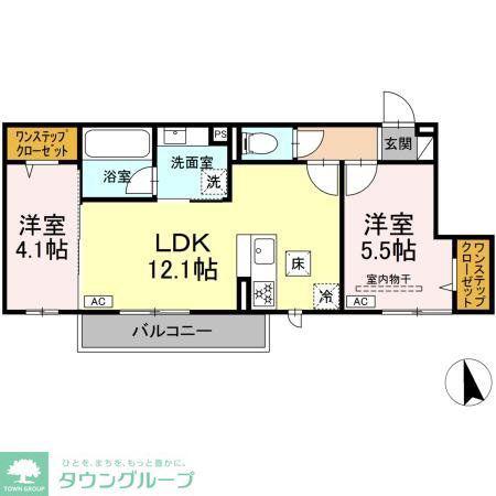 アクシス(2LDK/1階)の間取り写真