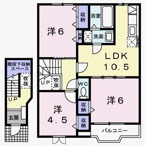 ヴィレッジ・ジュークC(3LDK/2階)の間取り写真