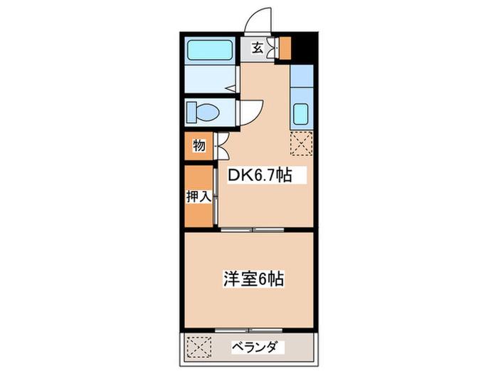 武蔵野ヒルズ(1DK/1階)の間取り写真