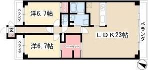 ビラ三秀山中(2LDK/3階)の間取り写真