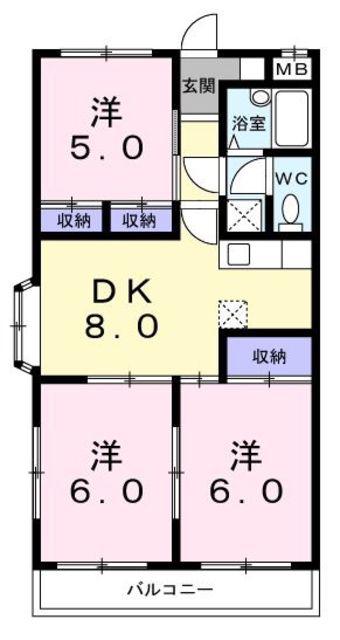 マンションエスポワール(3DK/3階)の間取り写真