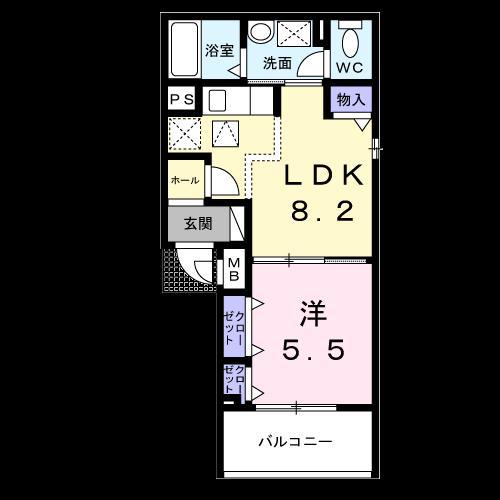 アルモニー大淀II(1LDK/1階)の間取り写真