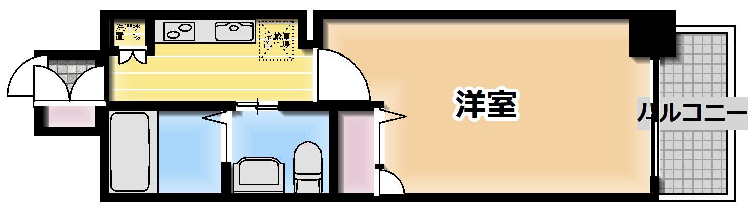 レジデンス京橋スクエア(1K/9階)の間取り写真