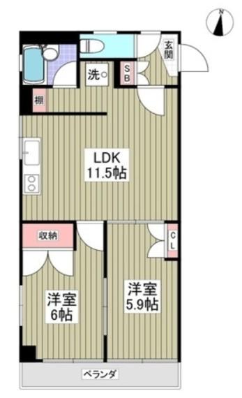 三愛ビル(2LDK/3階)の間取り写真