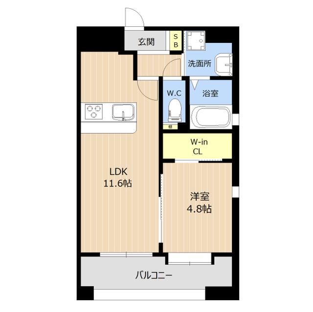 LIBTH熊本駅南(1LDK/12階)の間取り写真