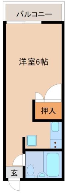 ミドルリバー(ワンルーム/1階)の間取り写真