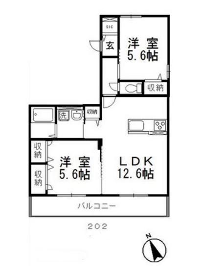 アマーヴィレII(2LDK/2階)の間取り写真