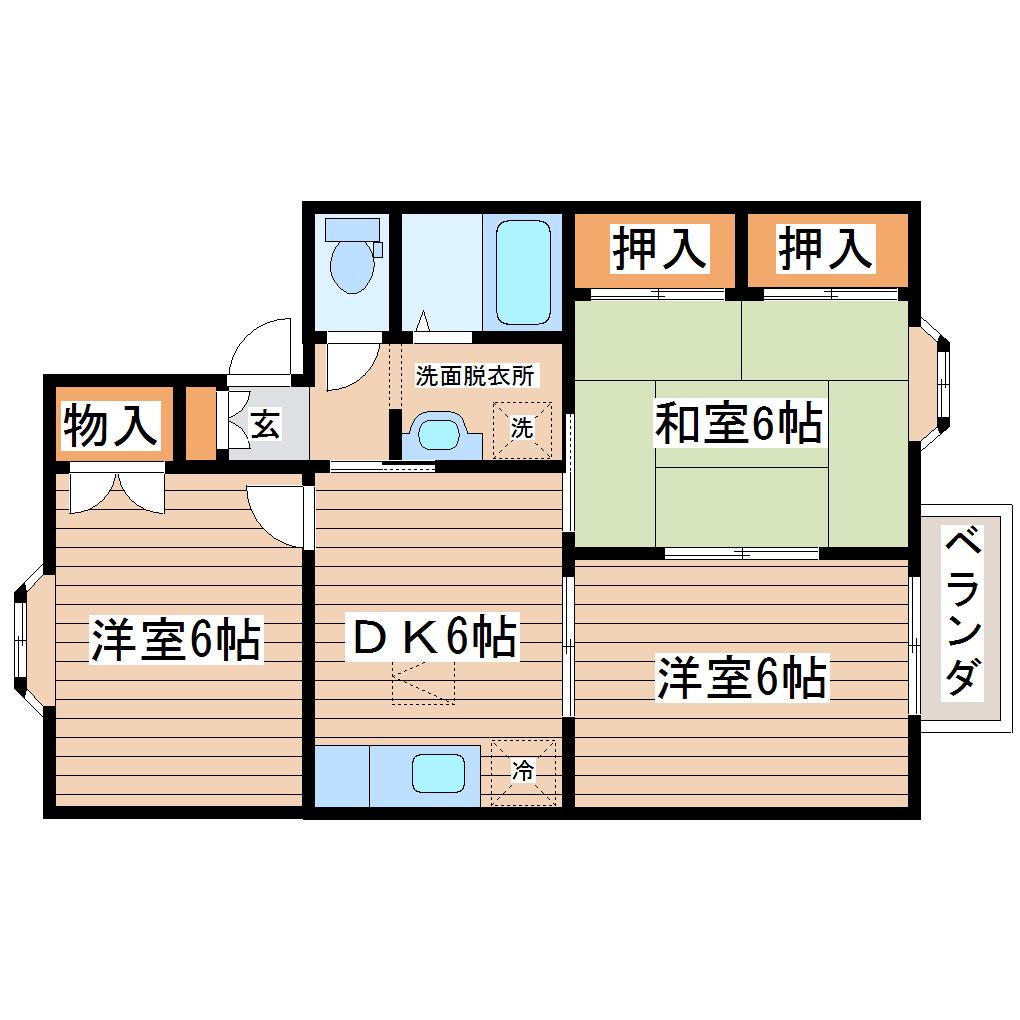 シュアヒルズC棟(3DK/2階)の間取り写真