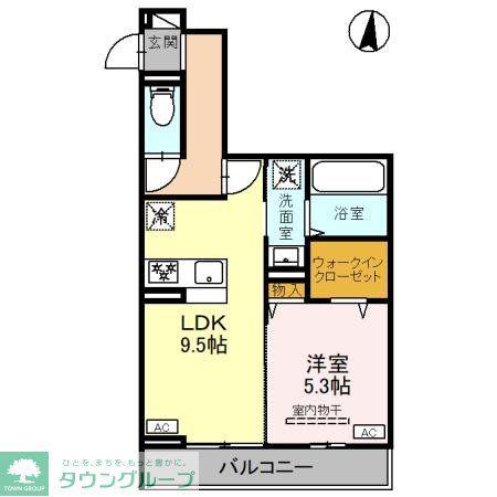 Dアヴァンス千間台東 A棟(1LDK/2階)の間取り写真