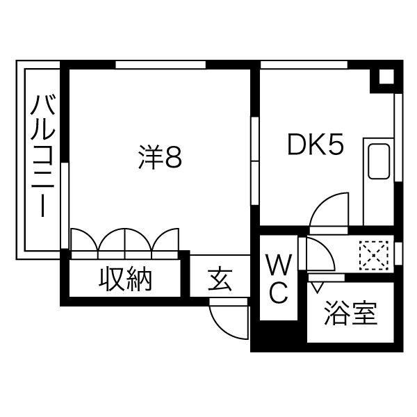 アパーション秀浩(1DK/2階)の間取り写真