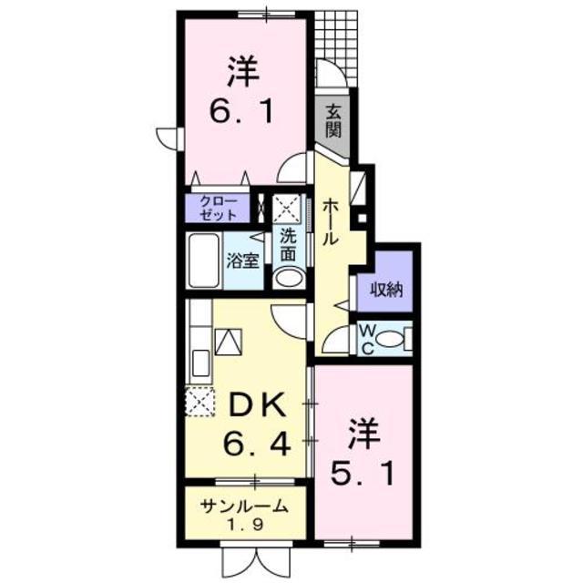 T&A南III(2DK/1階)の間取り写真