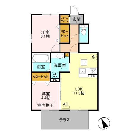 BSVILLA B(2LDK/1階)の間取り写真