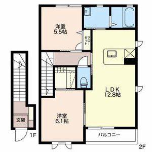 CANDY HOUSE(2LDK/2階)の間取り写真