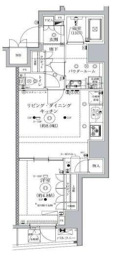 セジョリ東大前(1LDK/4階)の間取り写真