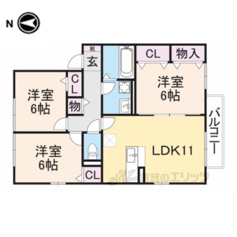 ロイヤル倉治 C棟(3LDK/2階)の間取り写真