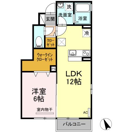 ソルト・レイク(1LDK/1階)の間取り写真