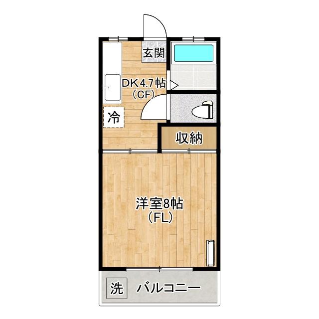 玉美ハイツ(1DK/2階)の間取り写真