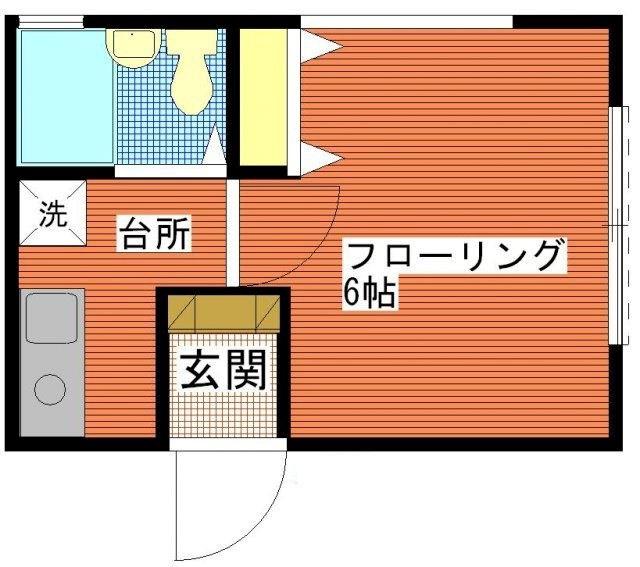 ヴィラ橋本(1K/2階)の間取り写真