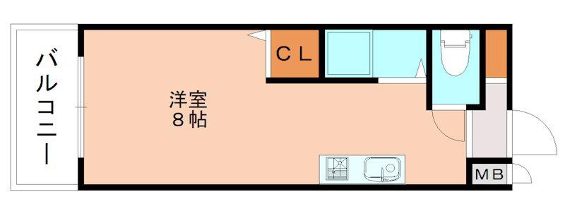 サンフィールドII古賀(ワンルーム/3階)の間取り写真