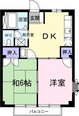 カームハイツ(2DK/1階)の間取り写真