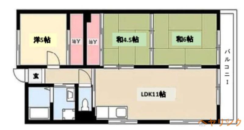 マンション長谷川(3LDK/6階)の間取り写真