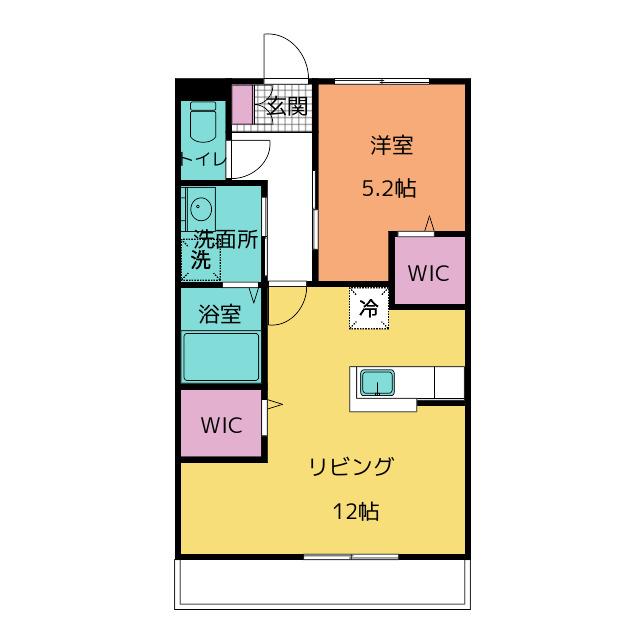 シトリンI(1LDK/1階)の間取り写真