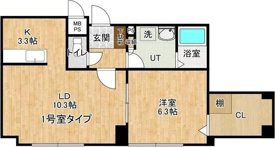 発寒サーティスI番館(1LDK/3階)の間取り写真