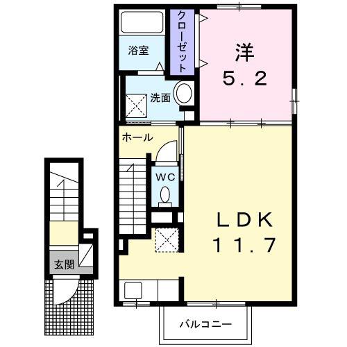 プレシス中津I(1LDK/2階)の間取り写真