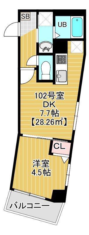AURORO(1DK/1階)の間取り写真