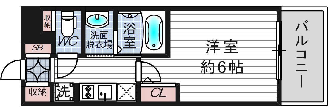 エステムコート新大阪XIII二スタ(1K/9階)の間取り写真