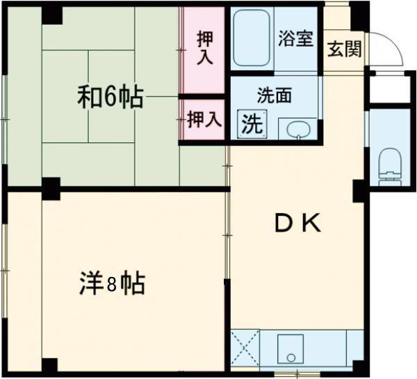槇谷マンション(2DK/1階)の間取り写真