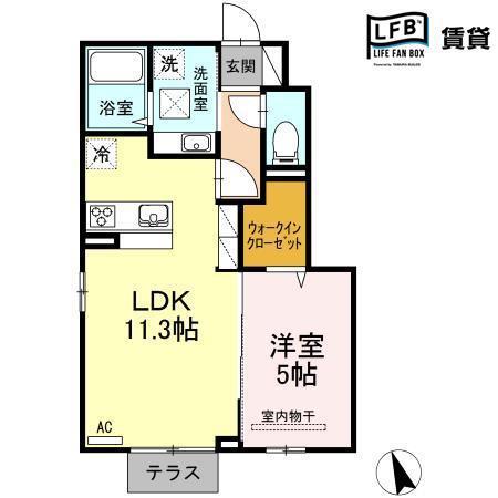 D-ROOM東雲(1LDK/1階)の間取り写真