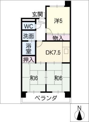 第2サンヨーマンション(3DK/5階)の間取り写真