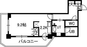 PRIME URBAN札幌 RIVER FRONT(ワンルーム/7階)の間取り写真