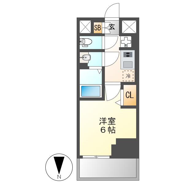 プレサンス大須観音フィエスタ(1K/6階)の間取り写真