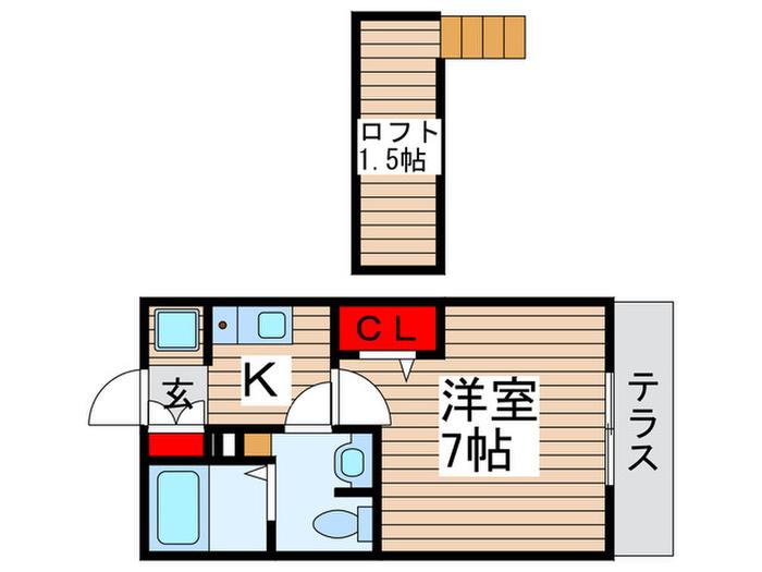 アジュールII(1K/1階)の間取り写真