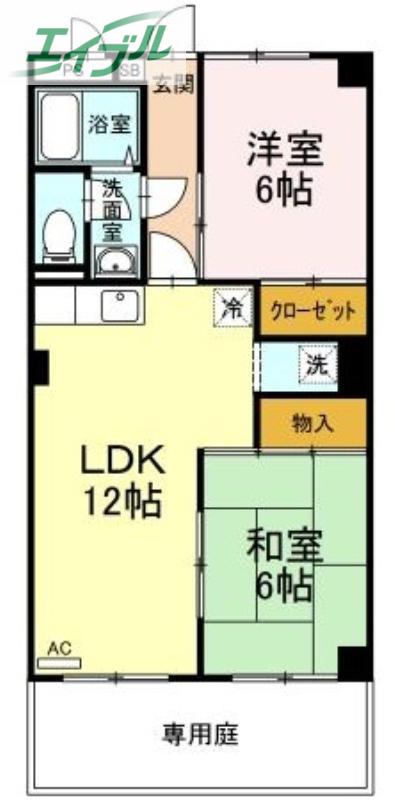ハイライズ遠藤(2LDK/1階)の間取り写真