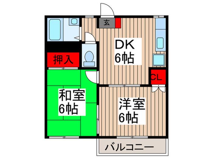 栄ハイツ(2DK/1階)の間取り写真