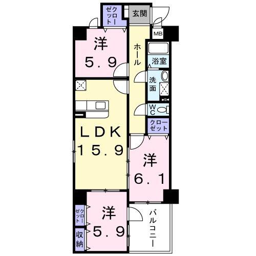 エテルノ・フィオーレ(3LDK/5階)の間取り写真