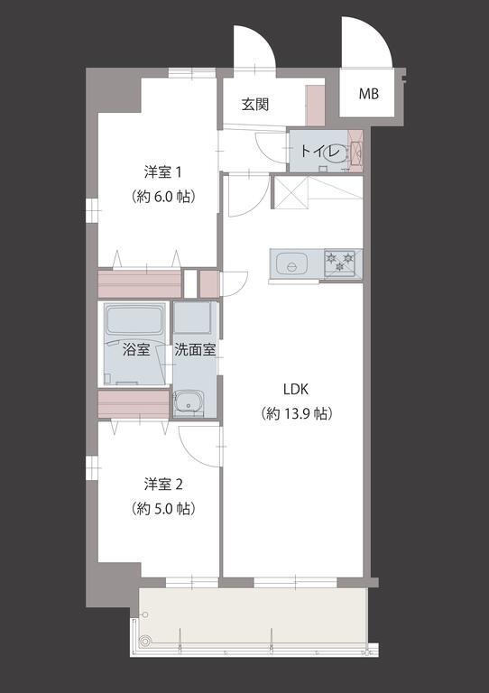 オーヴィジョンクラス新山口II(2LDK/3階)の間取り写真