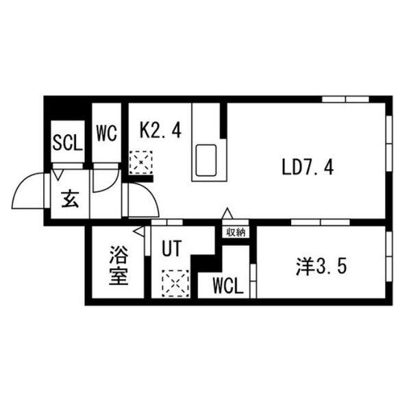 南4条西25丁目MS(1LDK/1階)の間取り写真