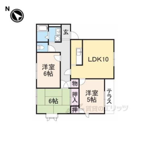 クレール香里ヶ丘(3LDK/1階)の間取り写真