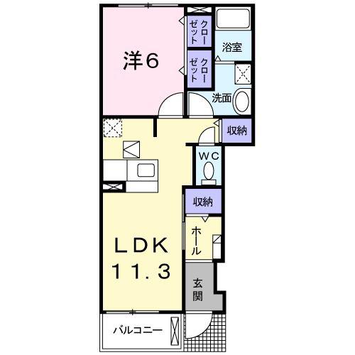 グランシャリオC(1LDK/1階)の間取り写真