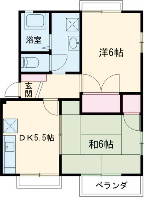 ラフォーレ新井(2DK/1階)の間取り写真