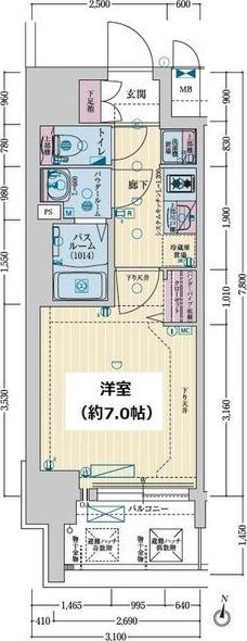 レシオスなんばVOGUE(1K/4階)の間取り写真