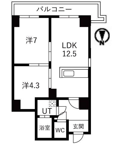 シティコート目黒(2LDK/6階)の間取り写真
