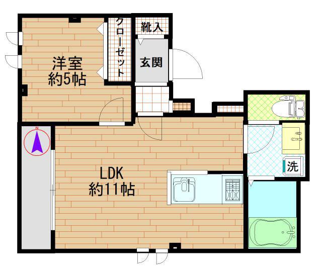 アデレード(1LDK/4階)の間取り写真